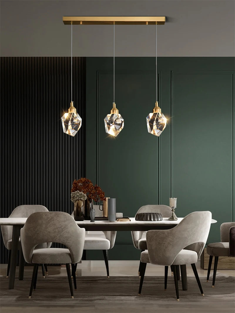 Modern Crystal Chandelier Indoor Crystal Ceiling Light Fixtures With Clear Solid Crystal For Living Room Hallway Kitchen Lamp