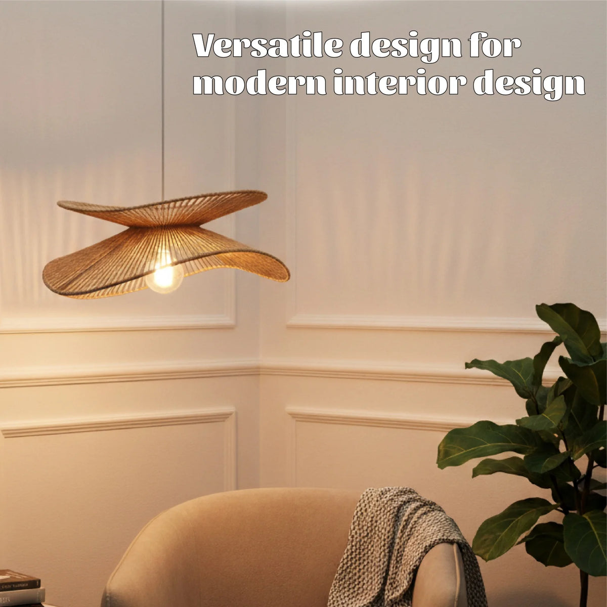 Wabi Sabi Lotus Shaped Woven Lamp Shade Handmade Pendant Cover for Living Room Kitchen Island Farmhouse Lighting Accessory