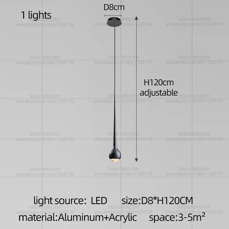 Nordic Water Droplet Pendant Light Hanging Stairs Chandelier Living Room Ceiling Light Modern Villa Bedside Lamp Indoor Lighting