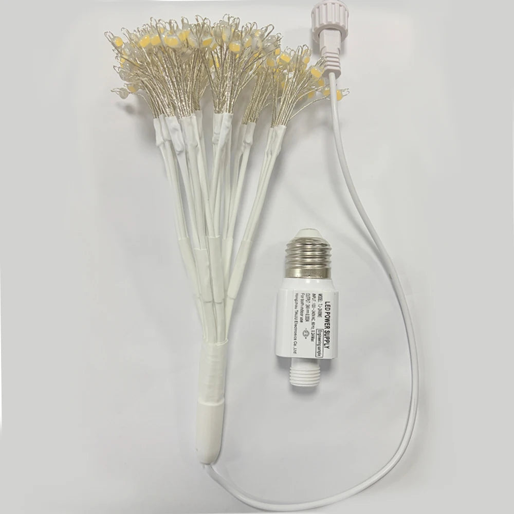 12.9in 192LED Hanging Chandelier Dandelion Light for Living Room E26/E27 Firework Fairy Light for Outdoor Indoor
