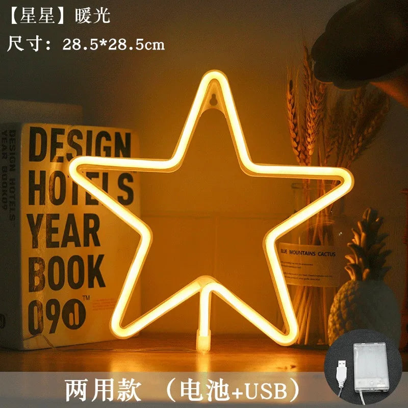 Star Cloud Moon  Neon Light Sign Lamp USB LED Night Lights Decoration for Home Wedding Bar Business Party  Xmas Gifts Neon Lamp