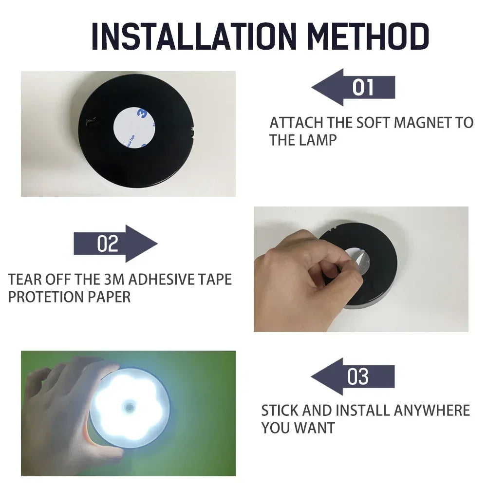 Night Light LED With PIR Motion Sensor Rechargeable USB Kitchen Cabinet Night Lamp For Bedroom Room Decoration