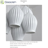 Nordic Modern Ceramic Lantern Energy-Saving LED Pendant Light - Creative Art Ceiling Chandelier Lamp Fixture for Restaurant, Dining Room & Home Decor