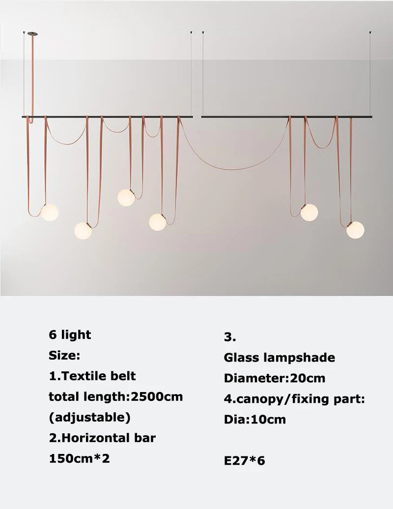 2026 Art Deco Dimmalbe Led Chandelier Lighting Orange Black Textile Glass Bubble Suspension Luminaire Lampen For Living Room