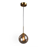 Nordic restaurant single head metal ring pendant lights modern living room bedroom bedside glass ball hanging lamp