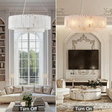 Modern Natural Marble Dimmable Pendant Light - Round Alabaster Ceiling Chandelier Fixture for Living Room & Dining Room