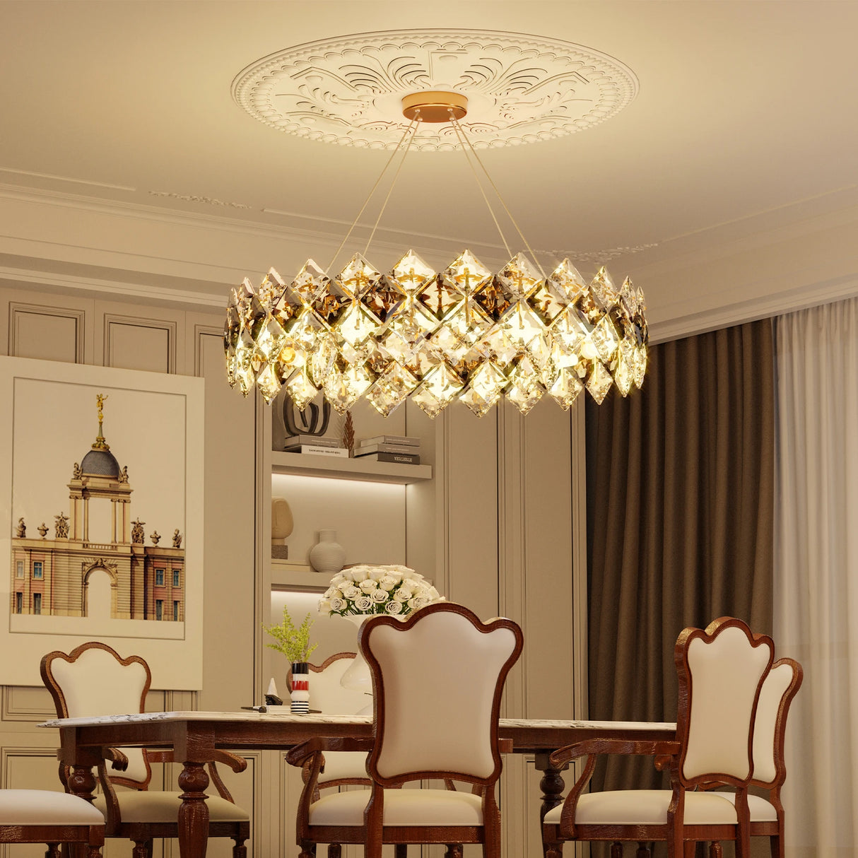 Luxury Crystal Chandelier Shining Ceiling Light Pendant Lamp Hanging Hallway Living Room