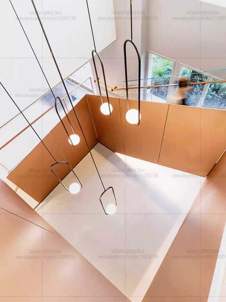 Nordic Home Decor LED Chandelier Villa Living Room Ceiling Light Suspended Staircase Pendent Lamp Dining Table Pendent Light