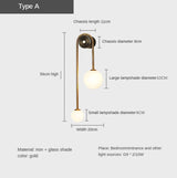 Modern Gold Glass Globe Wall Sconce - Elegant LED Lamp for Bedroom & Living Room