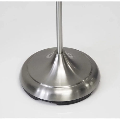 Five Light Floor Lamp, Brushed Steel, White Frosted Plastic Shade Bedroom Reading Deco Dining Room Light