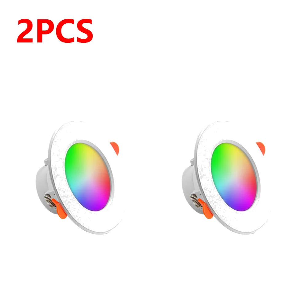 1-10 Pack Smart RGB LED Recessed Downlight (10W Dimmable, Warm to Cool White) - Round Color-Changing Ceiling Spot Light Panel Lamp for Bedroom & Living Room Decor