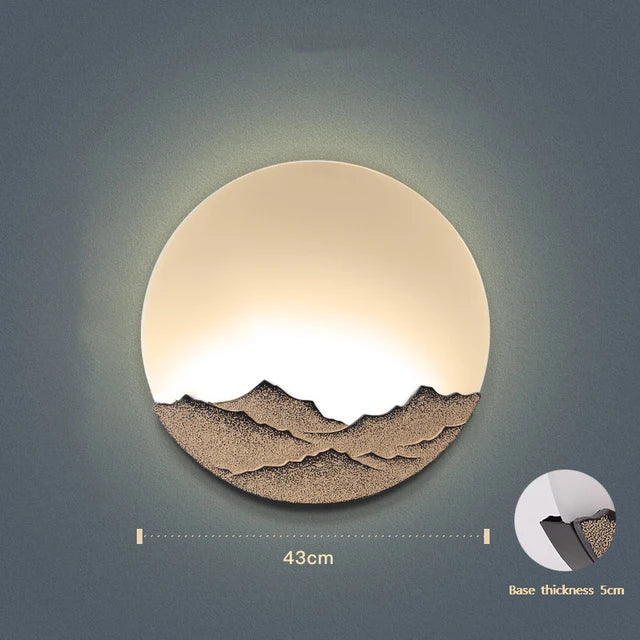 Chinese bedroom bedside aisle stairwell wall lamps Round hotel room background wall tea room simple decors LED Wall light