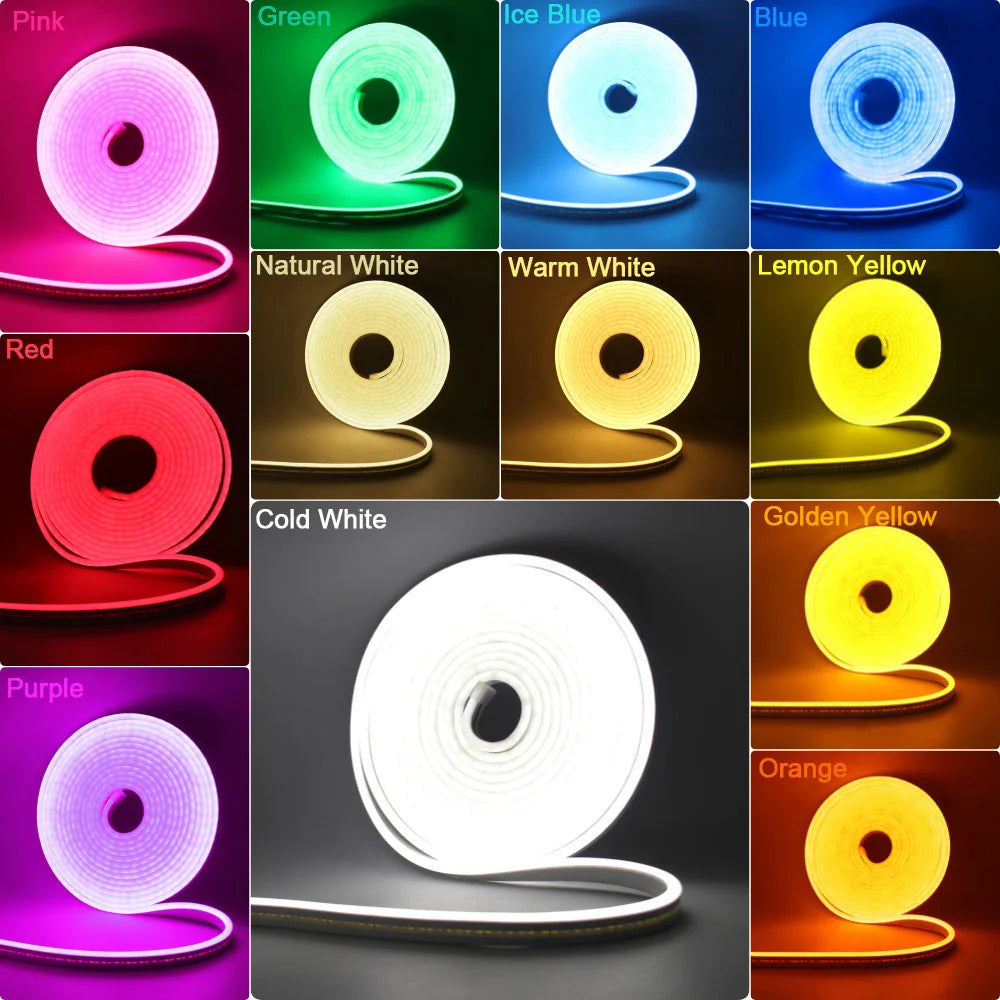 12V/24V Waterproof Flexible LED Neon Strip Light (6x12mm Silicone Rope) - DIY Neon Sign Light with DC Plug / 2-Pin Wire Option