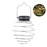Solar Spiral LED Light Hanging Lantern Solar Spring-Shaped Garden Light Outdoor Waterproof Pendant Light for Patio Porch