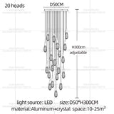 Modern Luxury Crystal Chandelier Hanging Staircas Water Droplet Pendent Lamp Villa Living Room Ceiling Light Attic Pendant Light