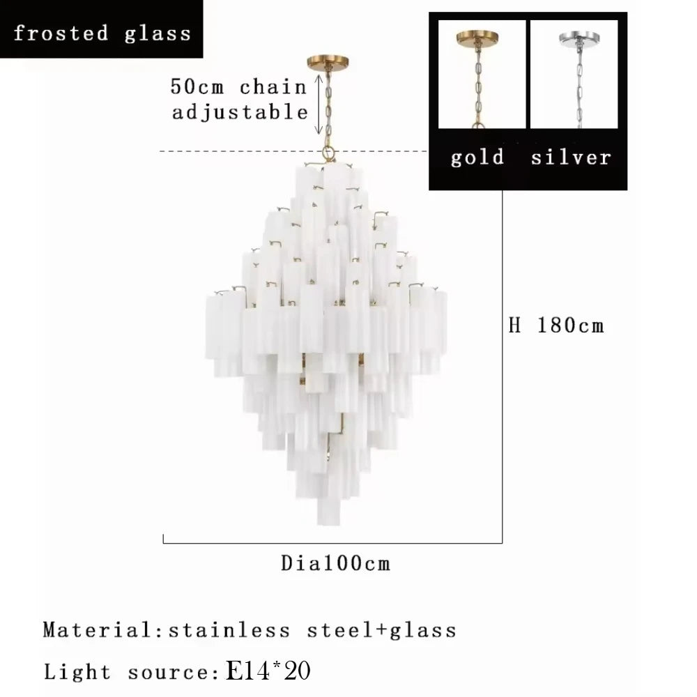 Crystorama Addis Polished Chrome Murano Glass Chandelier - Modern Luxury Pendant Light Fixture for Villa Staircase, Living Room & Hotel