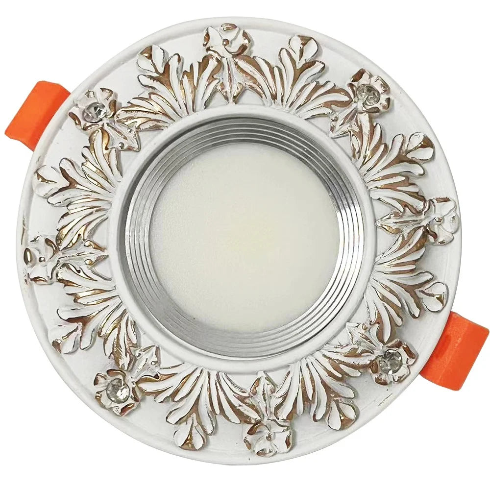 American Pastoral Resin Carving Led Downlight Living Room Restaurant Aisle Lighting Fixtures Loft 7W 5W 220V Recessed Spot Lamp