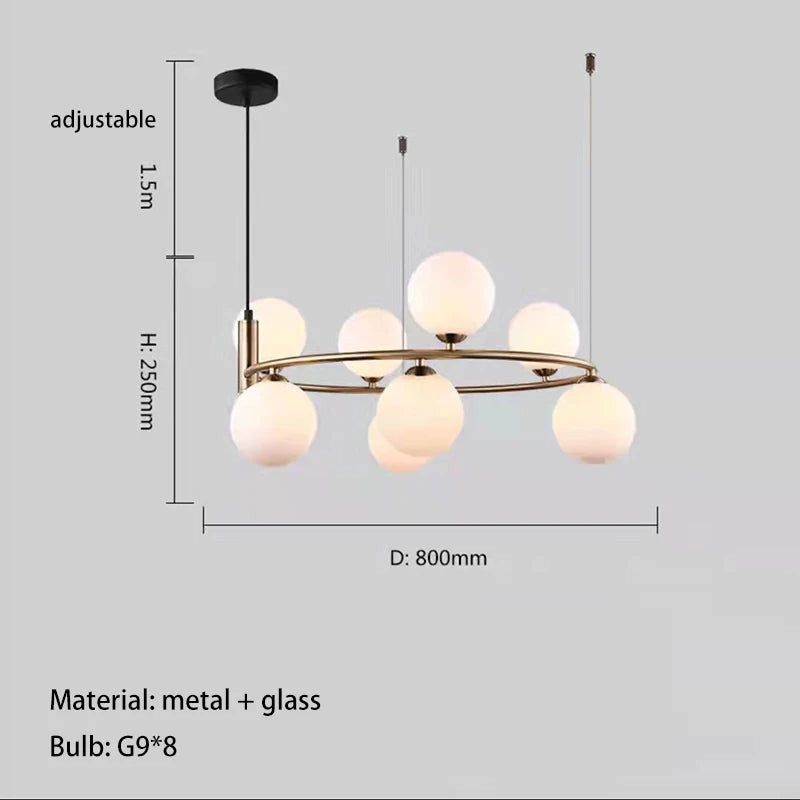 Nordic Designer Led Ceiling Chandelier Glass Lampshade G9 for Living Room Center Table Bedroom Pendant Lights Home Decors Fixture