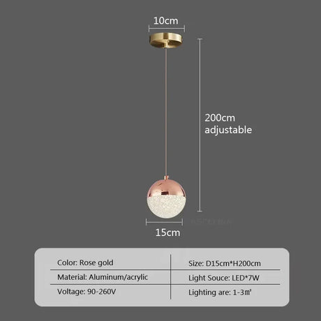 Nordic LED Dining Chandelier Creative Simple Acrylic Half Ball Indoor Pendant Lamp for Restaurant Aisle Corridor Pendant Lamp