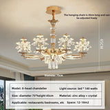 American Luxury Flower Chandelier Foyer Lustre K9 Crystal Pendant Lights French Living Dining Room Home Decor Led Lamparas Lamp