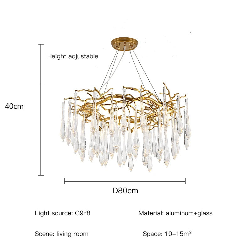 Light Luxury Crystal Chandelier Postmodern Minimalist Living Room Tree Branch Lamp Artistic Dining Room Pendant Lamp