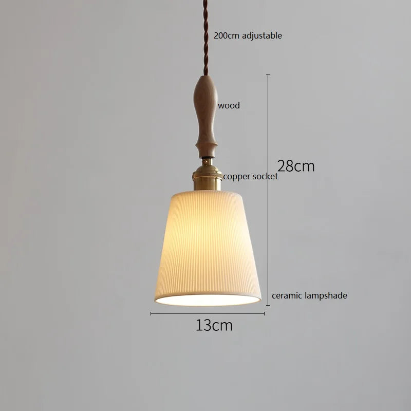 Butterfly Ceramic LED Pendant Lamp Beside Wooden Handle Copper Socket Home Decors Bedroom Dining Living Room Light Hang lamp