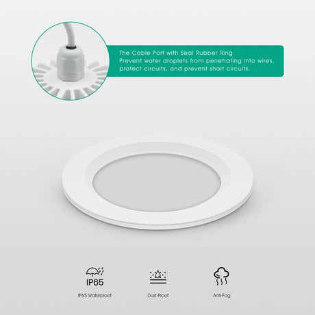 IP65 Waterproof Downlight Spotlights Anti-glare LED Ceiling Recessed Spot Light Anti-glare Kitchen Bathroom Shower Room Lighting