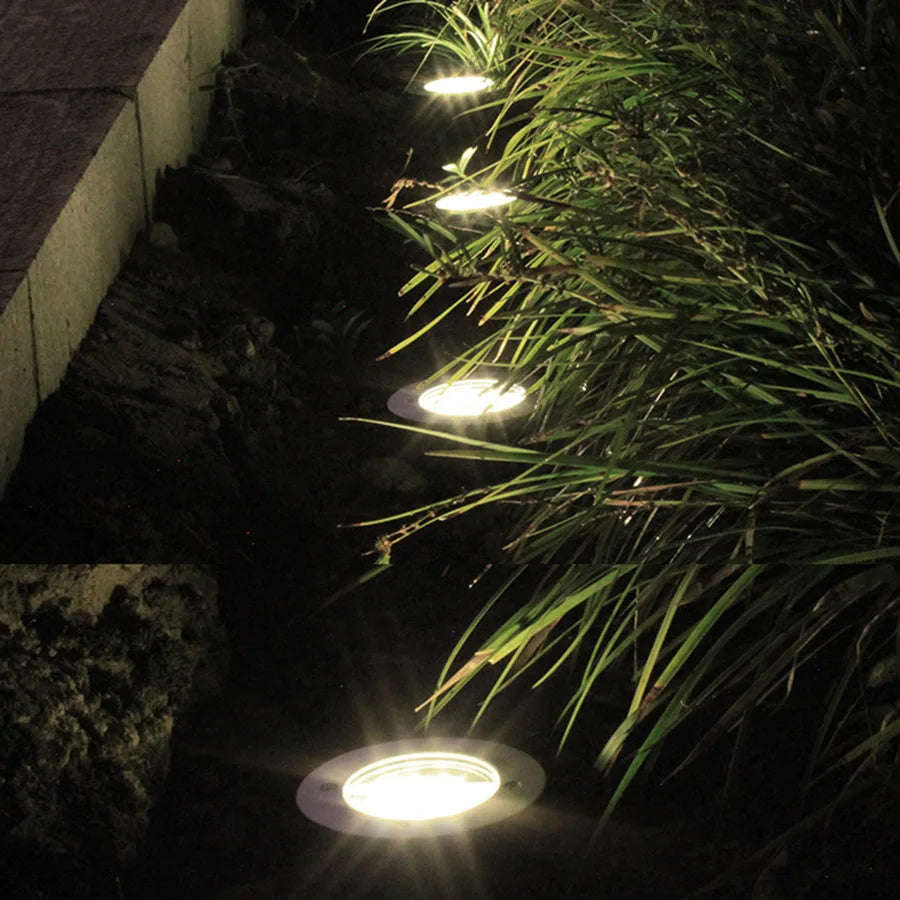 8 LED Outdoor Solar Underground Floor Buried Lamp Waterproof Landscape Garden Path Way Underground Decking Light
