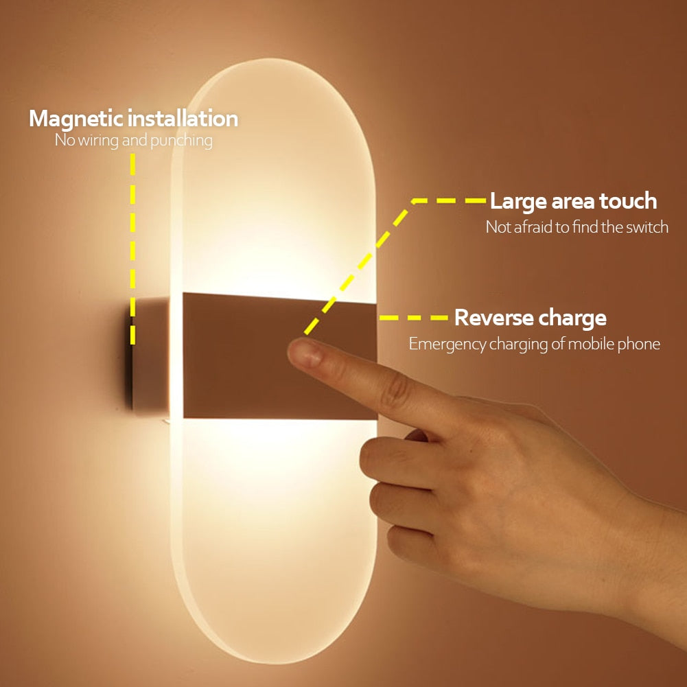 Home Sensor Wall Lights USB Rechargeable Indoor Motion Lighting Bedroom Bedside Lamp Corridor Stairway Decor Lights Wall Lamp