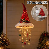 Christmas Santa Hat Hanging Light LED Lamp with Christmas Pendants Winter New Year Party Home Wall Ceiling Decor Ornament