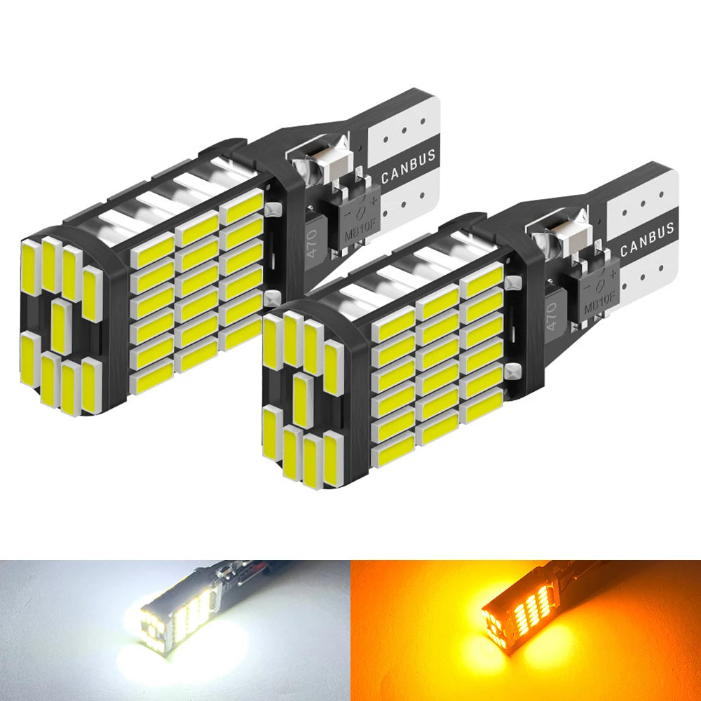 2PCS T15 W16W 4014 45-SMD LED Backup Reverse Light Bulbs - Canbus Error-Free High-Power Lamps