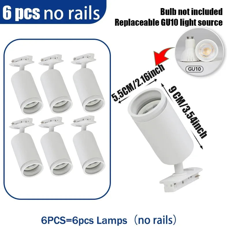 GU10 Track Light LED Interior Decoration Smart home Hallway Shop Rail Ceiling Lamp Fixture Replaceable Bulbs Led Spotlights Set