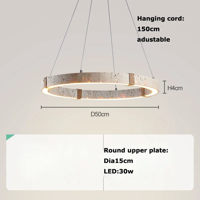 Trendy Home Decoration Round Linear Natural Stone Chandelier Lighting Lustre Para Sala Estar Hanging Lamps For Dinning Room