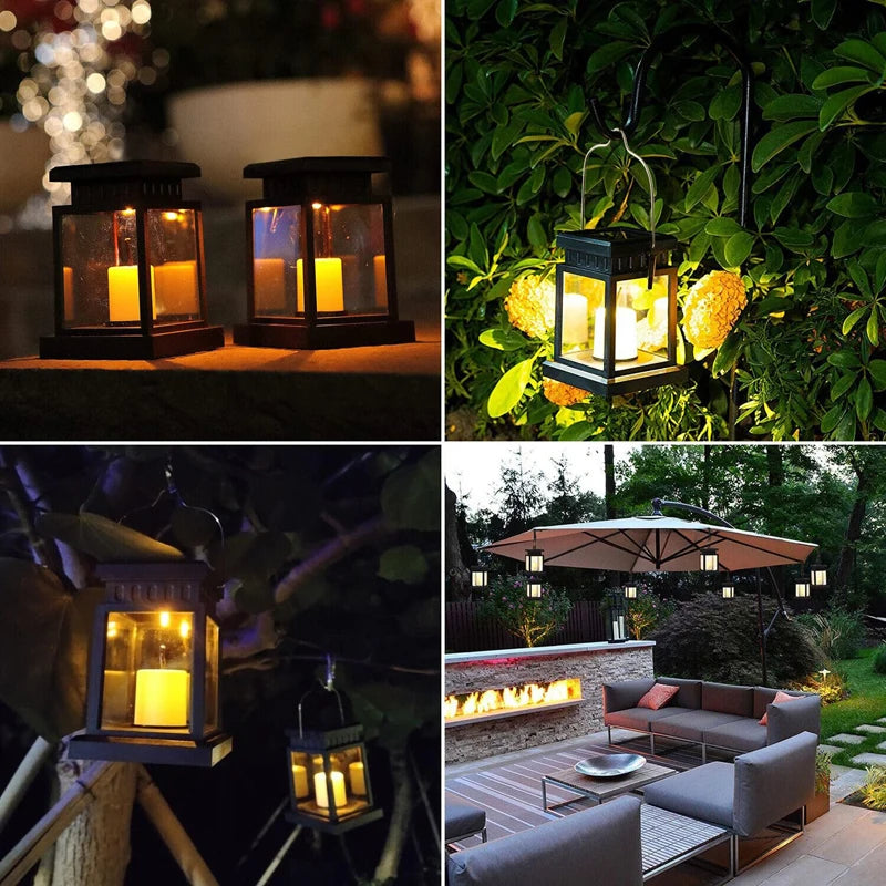 Outdoor Solar Garden Hanging Candle Lights Retro Palace Lantern Lamps Landscape Decor Lighting Floor Balcony Yard Soar Lights