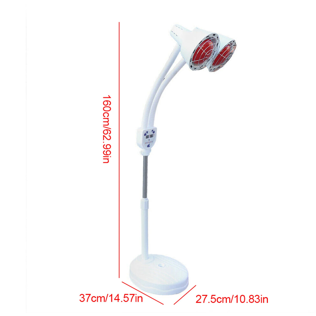 Red Light Therapy LED Electric Infrared Baking Lamp 275W Double-head 360° Adjustable Temperature Heat Lamp Remote Control With Rotating Pulley Base