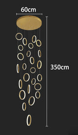 Modern Long Spiral Chandelier - Grand Staircase Pendant Lamp for High Ceilings