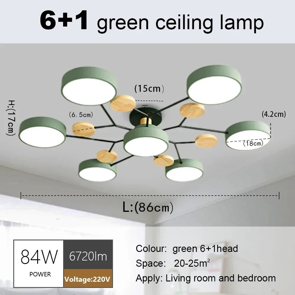 Nordic Creative Macaron Log LED Ceiling Light Bedroom Living Room Chandelie Modern Villa Restaurant Interior Lighting Decoration