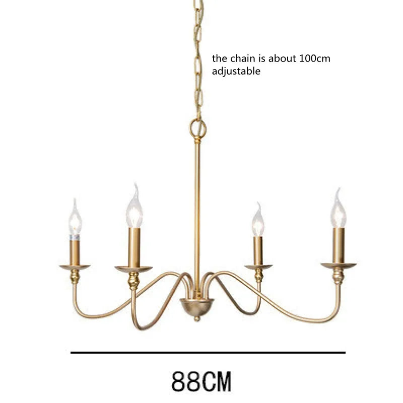 Retro Loft Living Room Chandelier - Vintage American E14 Black & Gold Light