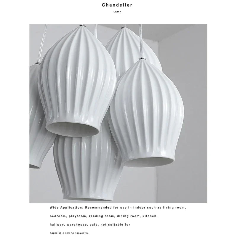 Mid-Century White Ceramic Cluster Pendant Light (3/5 Lamp) - Vintage Small Milk Glass Style Ceiling Chandelier Fixture for Kitchen Island & Dining Room