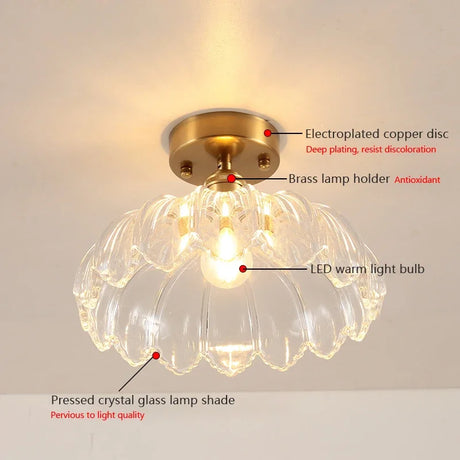 Retro LED Glass Ceiling Lights Nordic Brass Flower Aisle Decors Fixtures Living Room Corridor Balcony lamp Home Lighting Lusters'
