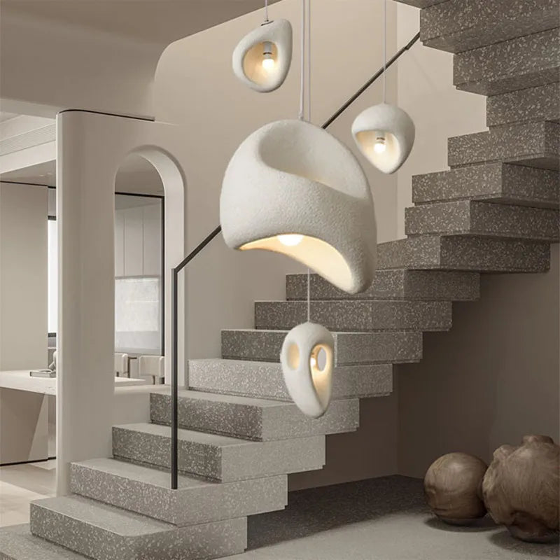 Modern Wabi-sabi Handmade Led Pendant Light Living Dining Room Irregular Chandelier Home Decor Loft Bedroom Hanging Lamp Fixture