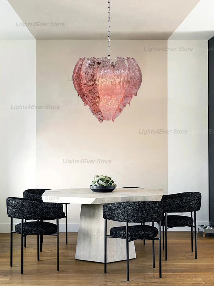 2026 New Trend Art Pink Glass OZ0105 Hanging Lamps Pendant Light Chandelier Indoor Lighting For Foyer Dinning Room Living Room