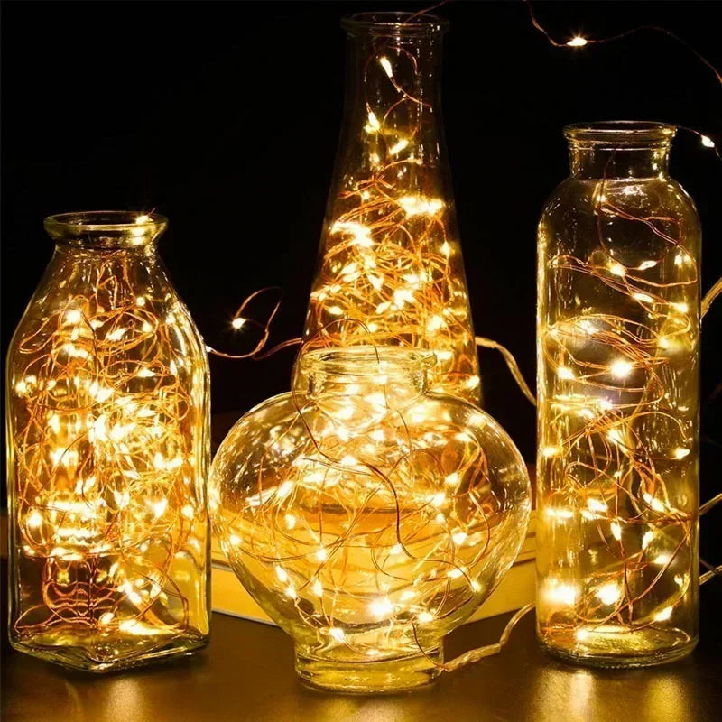 Battery Powered LED Silver Wire String Lights - 1M 2M 5M 10M Fairy Garland