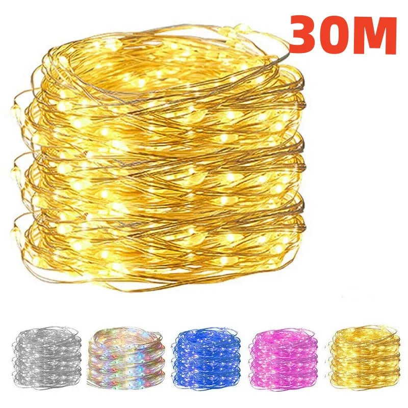 USB LED String Lights Copper Silver Wire - 10M 20M 30M Waterproof Fairy Lights