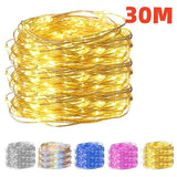 USB LED String Lights Copper Silver Wire - 10M 20M 30M Waterproof Fairy Lights