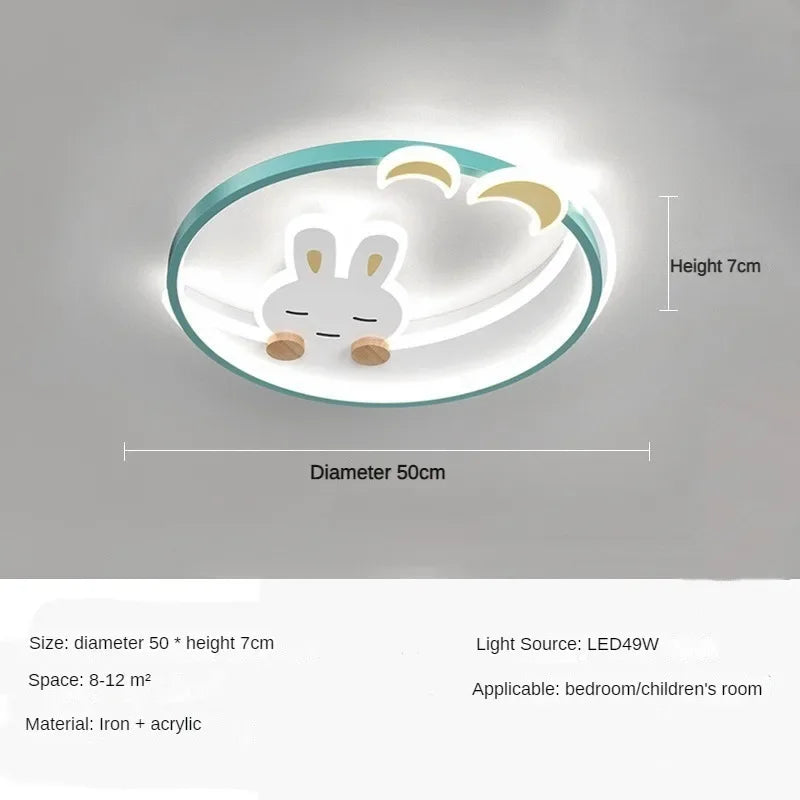Warm Cute White Rabbit Design Children's Chandelier Ceiling Lamp for Kids Room LED Bedroom Luster Home Decoration Study Lighting