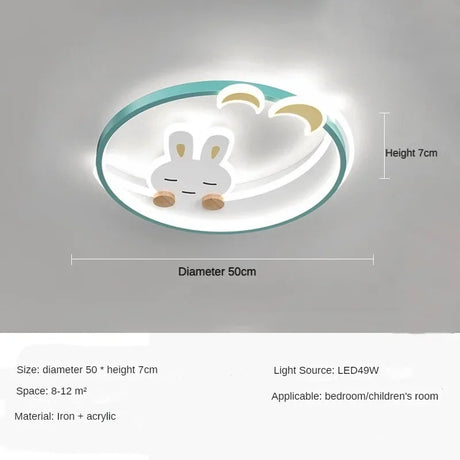 Warm Cute White Rabbit Design Children's Chandelier Ceiling Lamp for Kids Room LED Bedroom Luster Home Decoration Study Lighting