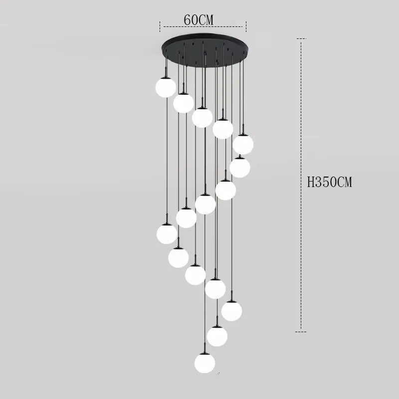 2026 Nordic White Ball Chandelier Lights Modern Led Long-Line Minimalist Lamp Living Room Villa Hotel Spiral Staircase Decor Lam
