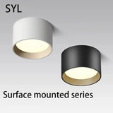 Led Downlight Surface Mounted Down Light Round Aluminum Ceiling Lamp White Black No Opening Spot For Living Room Bedroom Home