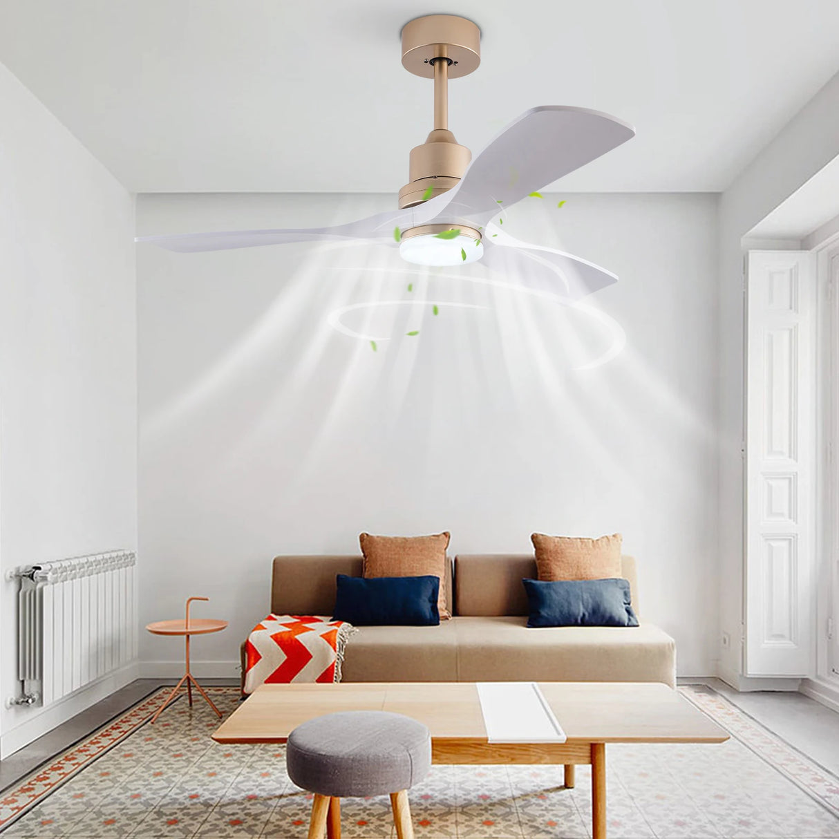 48 inch Indoor Ceiling Fan with LED Light, Ceiling Fan with Light and Remote, Modern Ceiling Fan for Bedroom Living Room